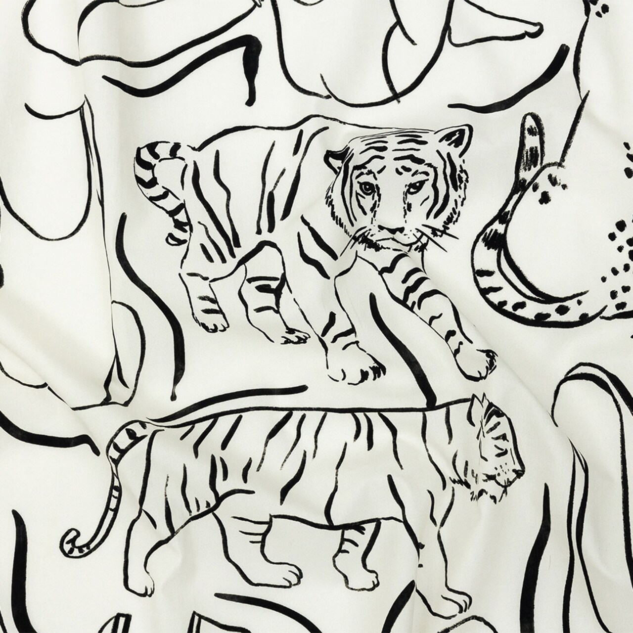 1 Yard Black and White Cotton Poplin - Tiger Animal Print Lightweight Fabric